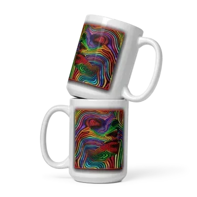 15oz Abstract Woman White Glossy Coffee Mug - Dip n' Design