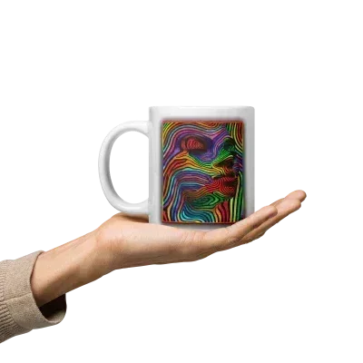 20oz Abstract Woman White Glossy Coffee Mug - Dip n' Design