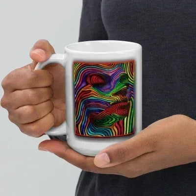15oz Abstract Woman White Glossy Coffee Mug - Dip n' Design