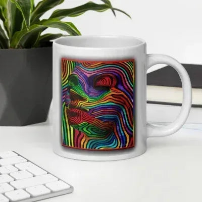 20oz Abstract Woman White Glossy Coffee Mug - Dip n' Design
