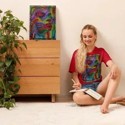 Red Abstract Woman Unisex T-Shirt - Dip n'Design