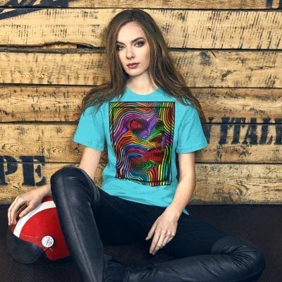 Turquoise Blue Abstract Woman Unisex T-Shirt - Dip n'Design