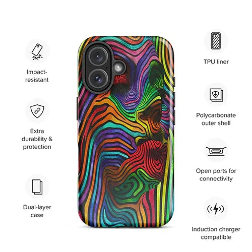 Abstract Woman iPhone© Glossy Tough Phone Case with features listed - Dip n' Design